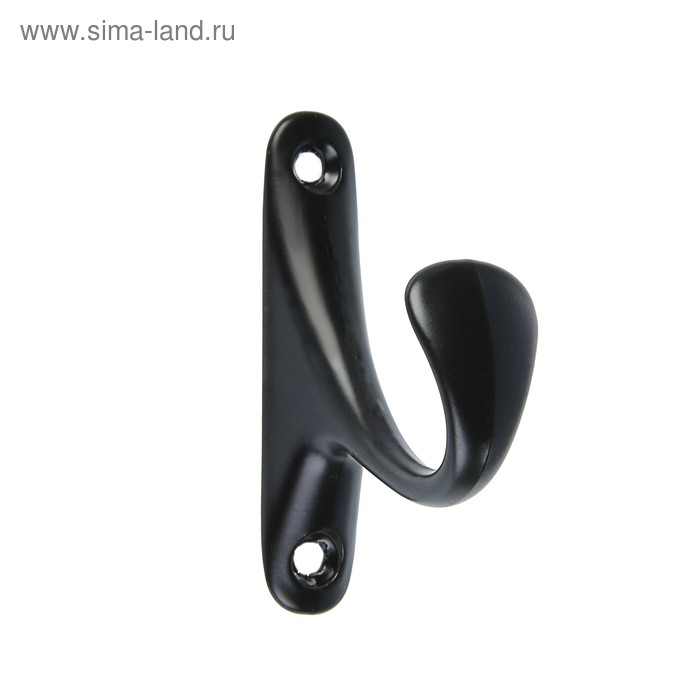 Крючок мебельный ТУНДРА TKO024, однорожковый, черный, 2 шт.