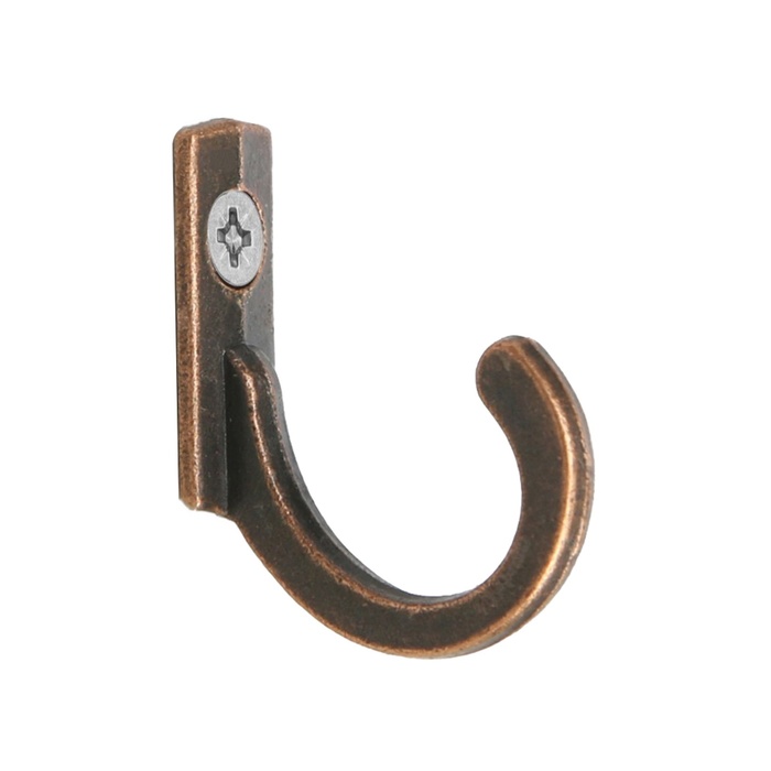 Крючок мебельный ТУНДРА TKO015, однорожковый, медь, 1000 шт.